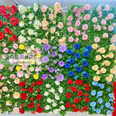 Artificial Rose Wall Wedding Celebration Decoration Background Flower Wall Shopping Window Decoration Plant Wall Artificial Rose Row