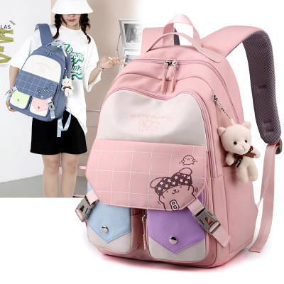 Student Schoolbag Middle School Student New 2022 Burden Relief Spine Protection Large Capacity Girl Junior's Schoolbag Backpack Wholesale