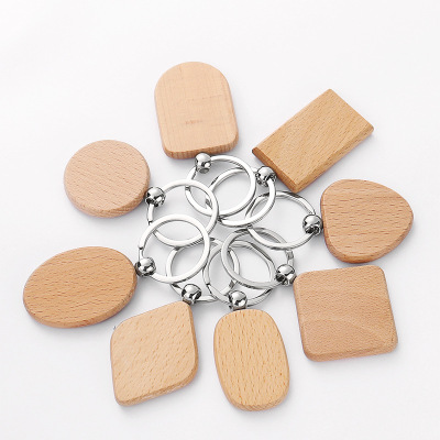 Spot Beech Keychain Laser Engraving Wooden Keychain Wooden Pendant Business Festival Small Gift Key Chain