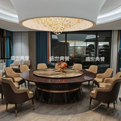 Banquet Center Box Solid Wood Dining Table and Chair Hotel Modern Light Luxury Solid Wood Chair Soft Cover Bentley Chair