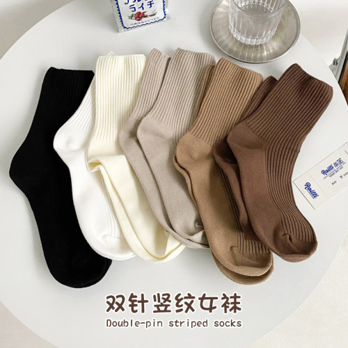 socks women‘s mid-calf socks ins fashionable pile socks spring and autumn korean style stockings women‘s coffee color long tube autumn and winter college style autumn