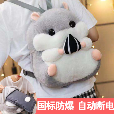 Hot Water Bag Rechargeable Explosion-Proof Plush Female Heating Pad Hand Warmer Cartoon Hot-Water Bag Creative Cute Hamster Backpack