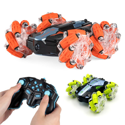 Cross-Border New RC Remote Control Car Wholesale Watch Induction Double-Sided Stunt Car Light Music Children's Toy Car