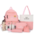 New Five-Piece Schoolbag Female Korean Ins Color Matching Middle School Student Schoolbag Fashion Letter Campus Student Backpack