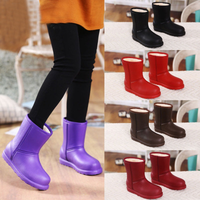 Plus Velvet Snow Boots Non-Slip Warm Waterproof Rain Boots Student Korean Boots Eva One-Piece Shoes Kitchen Laundry Work Shoes