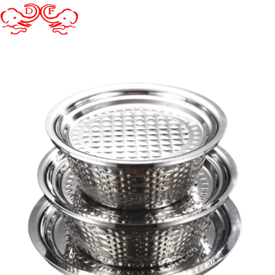 Df99059 Extra Thick Diamond Basin Diamond Plate with Lid Hammer Point Set Basin Bowl Stainless Steel Basin with Lid Stainless Steel Plate