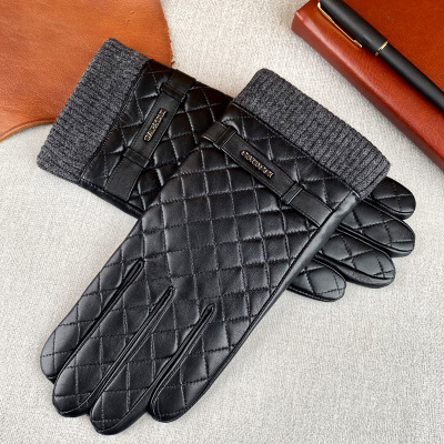 Baihu King First Layer Sheepskin Leather Gloves Men's Winter Fleece-Lined Thickened Warm Touch Screen Driving Handsome Gloves
