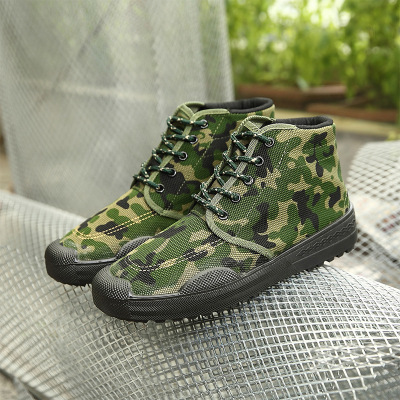 One Piece Dropshipping Liberation Shoes Military Training Shoes Camouflage Shoes Canvas Protective Shoes Vulcanized Construction Site High-Top Training Shoes