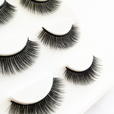 False Eyelashes Thick Long Eyelash Three Double Pairs of False Eyelashes Fashion Curling Eyelashes Factory Wholesale