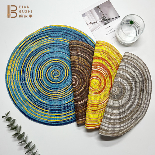 exclusive for cross-border cotton yarn placemat satin dyed multi-color dining table cushion western restaurant placemat pot bowl coaster home daily dining kitchenware