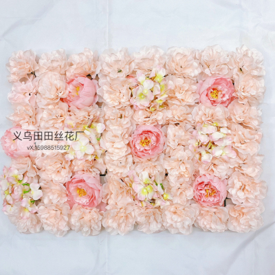 Wholesale Wedding Artificial Flower Wall Wedding Decoration Plant Wall Flower Row Rose Hydrangea Silk Flower Craft Row Flower