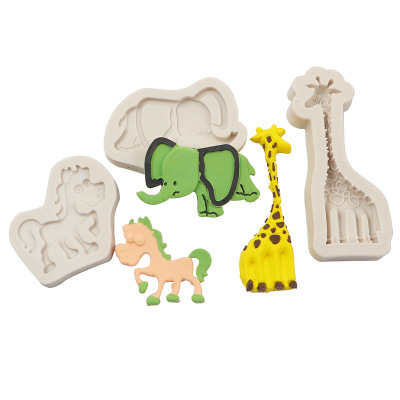 Cartoon Animal Elephant Giraffe Fondant Silicone Mold Pony Chocolate Cake Mold Epoxy Utensils in Stock