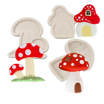 A Variety of Cartoon Mushroom Fondant Cake Mold Chocolate Card Decoration Silicone Mold Gum Paste Baking Utensils