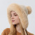 9891 Autumn and Winter Women's Sleeve Cap Three Fur Balls Outdoor Thickened Velvet Cold Protection Keep Warm Pure Color Knitted Hat