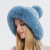 9891 Autumn and Winter Women's Sleeve Cap Three Fur Balls Outdoor Thickened Velvet Cold Protection Keep Warm Pure Color Knitted Hat