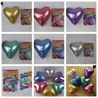 10-Inch Thick Metallic Heart-Shaped Rubber Balloons Wedding Wedding Ceremony Wedding Room Decoration Scene Layout Love Balloon