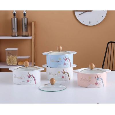 Creative Unicorn Ceramic Soup Bowl Personality Noodle Bowl Beef Noodle Bowl Binaural Soup Bowl