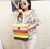 Factory Wholesale 2023 New Rainbow Bar Canvas Bag National Fashion Wooden Buckle Bag Contrast Color Shoulder Handbag