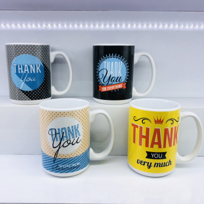 Ty942 Thank You English Ceramic Cup Thanksgiving Mug 14 Oz Water Cup Daily Use Articles Cup2023