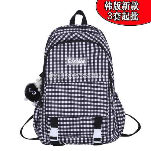 autumn and winter new retro plaid student schoolbag simple korean backpack casual large capacity junior high school backpack