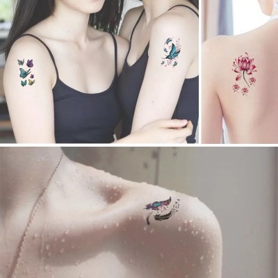 Tattoo Sticker Paper Sexy Tattoo Disposable Tattoo Sticker Waterproof Tattoo Sticker Fresh Flowers Customized as Required