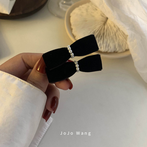 more useful delicate bow ~ hair clip female bangs clip head headwear hair accessories temperament velvet side clip