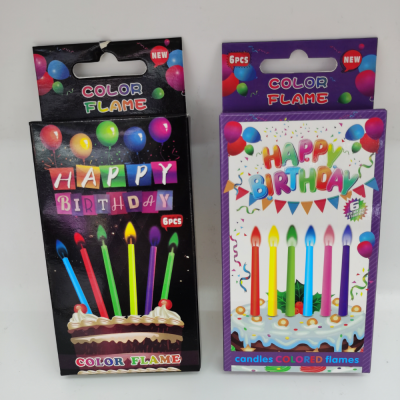 Birthday Colorful Flame Candle Instagram Mesh Red Creative Baking Cake Topper 6 Color Box Packaging Party Candles