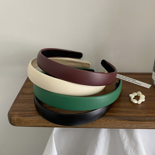 korean retro fashionable pu leather headband ins french temperament girl going out hair pressing headband hair clip headdress