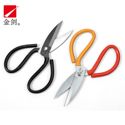Jinjian Shuangji Big Head Scissors Wholesale Household Industrial Factory Packaging Thread End Scissors Cutting Paper Sharp Fish Head Scissors