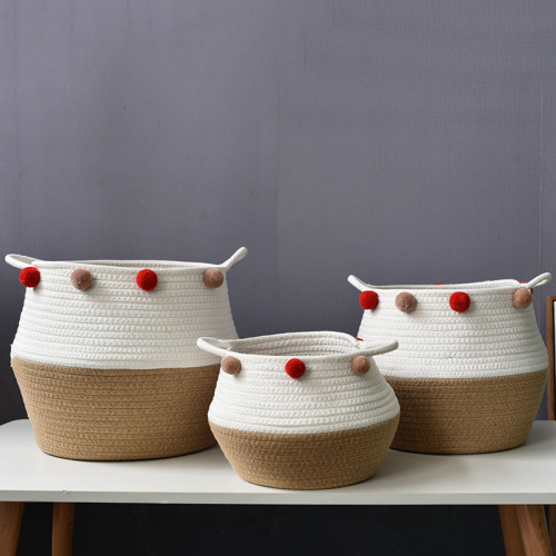 woven crafts flower pot container plant household household basket straw bag cotton string european and american simple storage basket frame