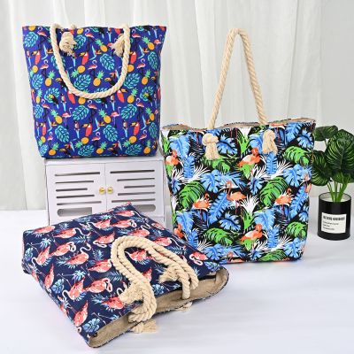 Factory Printing Pattern Decoration Beach Vacation Beach Bag Outdoor Travel Canvas Handbag Wholesale