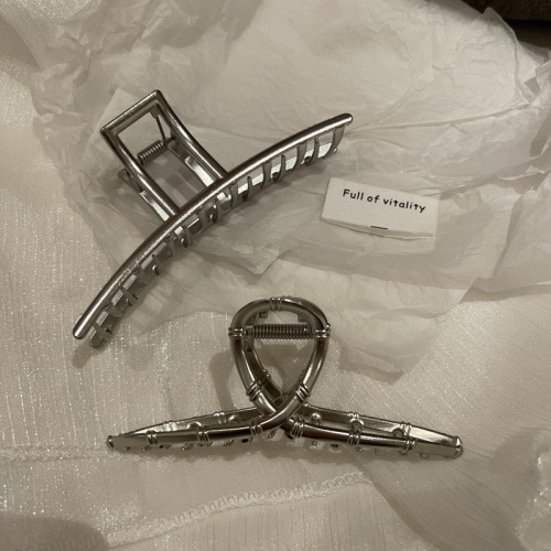 korean ins metal elegant metal large silver scratch barrettes casual back head grip hair volume more than hair claw