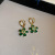 French Retro Emerald Rhinestone Earrings Ear Clip Design Sense Temperamental Earrings Ins Fashion Personality Wild Earrings