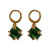 French Retro Emerald Rhinestone Earrings Ear Clip Design Sense Temperamental Earrings Ins Fashion Personality Wild Earrings