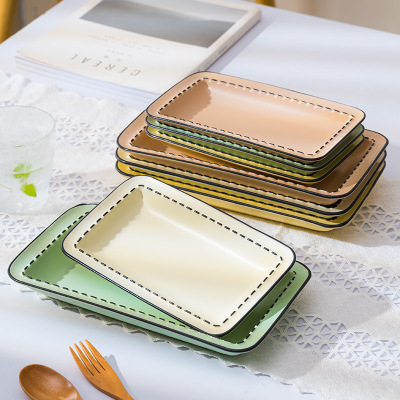 Nordic Rectangular Binaural Baking Pan Household Meal Plate Western Food Plate High Appearance Snack Dish Simple Ceramic Food Plate