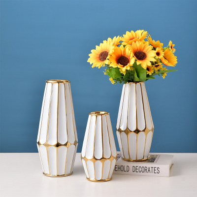 New Light Luxury Ceramic Electroplating Vase Living Room Flower Vase Decorative Home Decoration Crafts