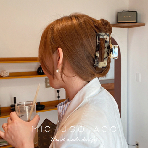 korean internet influencer hair clip back head grip medium leopard print hairpin updo hair clip headdress top clip word clip