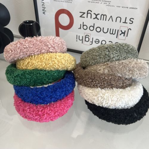 lamb plush headband women‘s all-match autumn and winter wide-brimmed hair band face washing headband hair clip internet celebrity 2022 new
