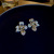 Real Gold Plating Silver Needle Pearl Zircon Flower Earrings Dongdaemun Affordable Luxury Fashion Ear Studs Niche Temperament Earrings for Women