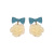 Silver Needle Blue Color Love Heart Bow Tie Pearl Flower Earrings Korean Fresh Girl Ear Stud Earring Fairy Earrings