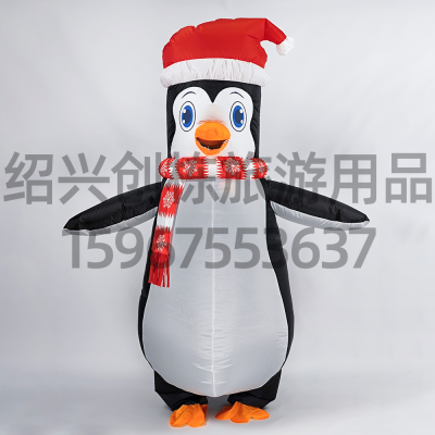 Amazon New Christmas Penguin Inflatable Clothing Red Hat Scarf Penguin Play Inflatable Clothing Outfit