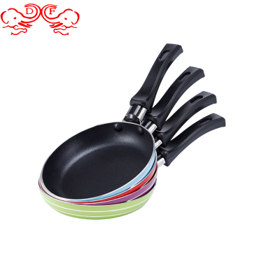 Df99926 Single Handle Small Frying Pan 16cm Square Handle Color Frying Pan Fry Pan Gas Induction Cooker Universal Double Bottom Fry Pan
