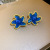 Vintage Crumpled Blue Starfish Ear Clip Middle-Ancient Elegant High-Grade Earless Earrings New Special-Interest Earrings Wholesale