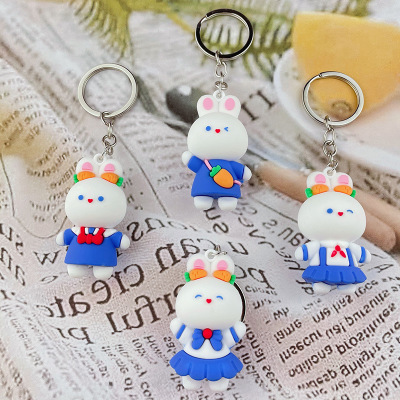 Creative Cartoon Key Button Cute Soft Rubber Miffy Rabbit Doll Pendant Little White Rabbit Key Bag Car Decoration