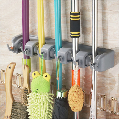 Plastic Mop Rack behind the Door Broom Rack Mop Clip Hook Balcony Toilet Cleaning Tools Storage Flip-Flops Cloth Rack