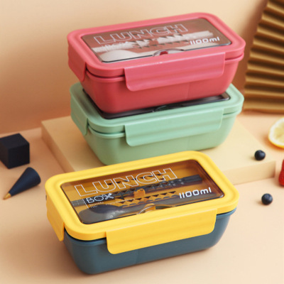 Bento Box Plastic Lunch Box Portable Seal Adult Student Compartment Preservation Lunch Box Cross-Border