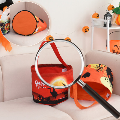 2022 New Halloween Luminous Pumpkin Bag Portable Candy Bag Ghost Festival Children Hand Bucket Decoration Props