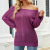 Foreign Trade Women's Clothing Spring and Summer New Hollow Sweater Foreign Trade Solid Color Loose Sexy Shoulder-Baring Sweater Women