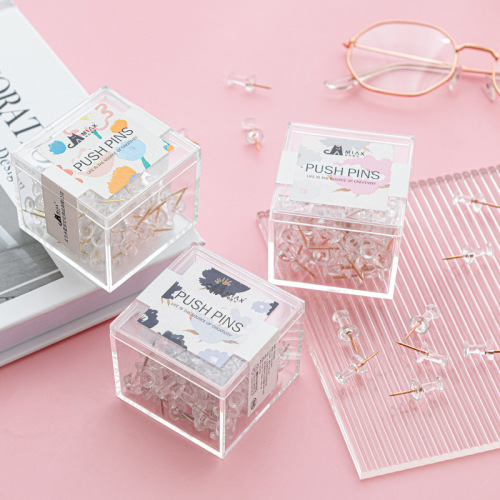 rose gold transparent push pin boxed 70 pieces electroplated art push pins corkboard photo wall plastic push pin