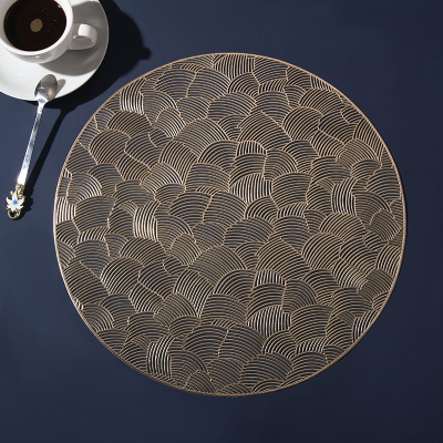 Japanese Style Irregular Texture round Hollow PVC Western-Style Placemat Ins Style Bronzing Light Luxury Heat Insulation Waterproof Table Mat Wholesale